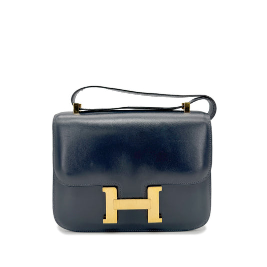 HERMES CONSTANCE NAVY BOXCALF SHOULDER BAG 〇S GHW 90267406