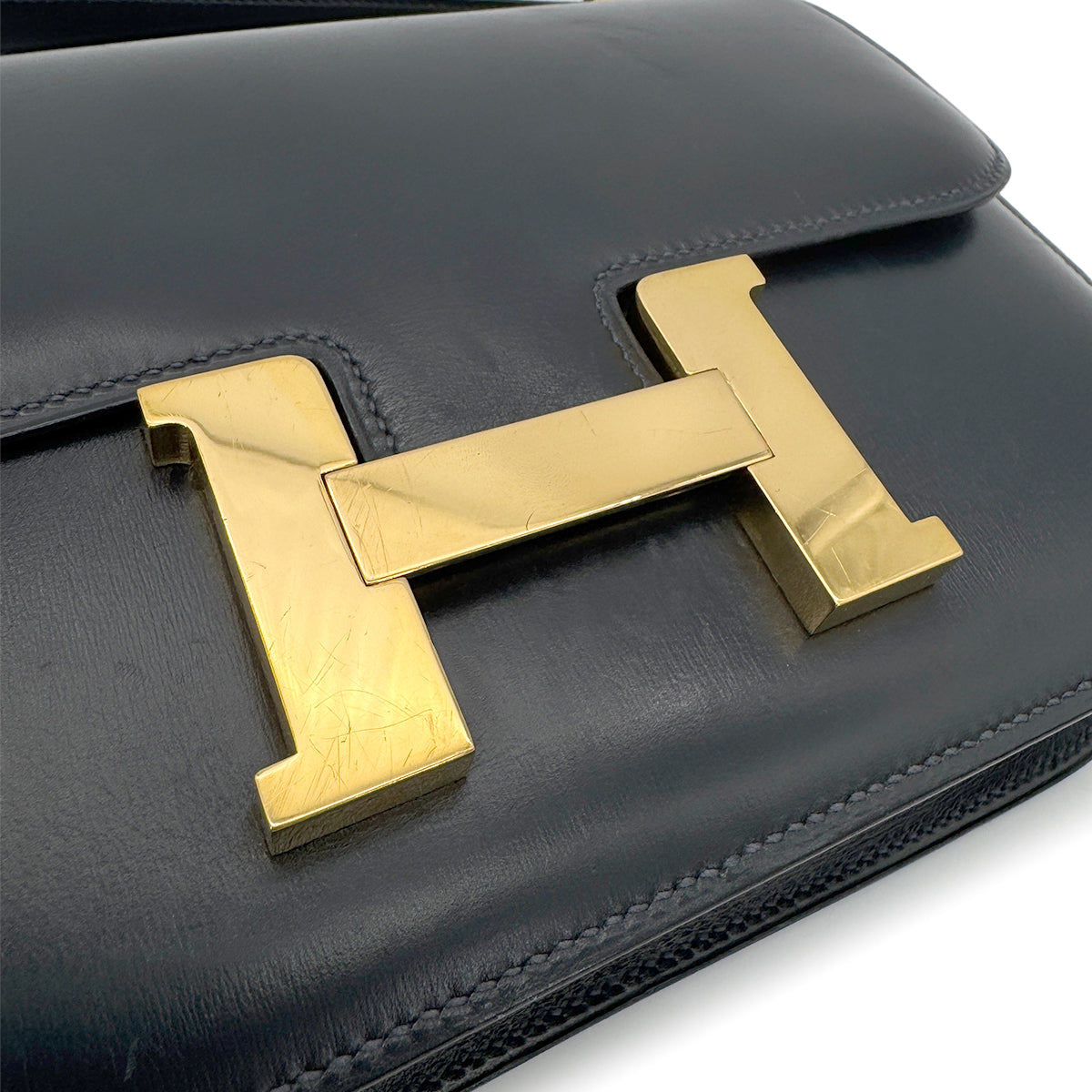 HERMES CONSTANCE NAVY BOXCALF SHOULDER BAG 〇S GHW 90267406