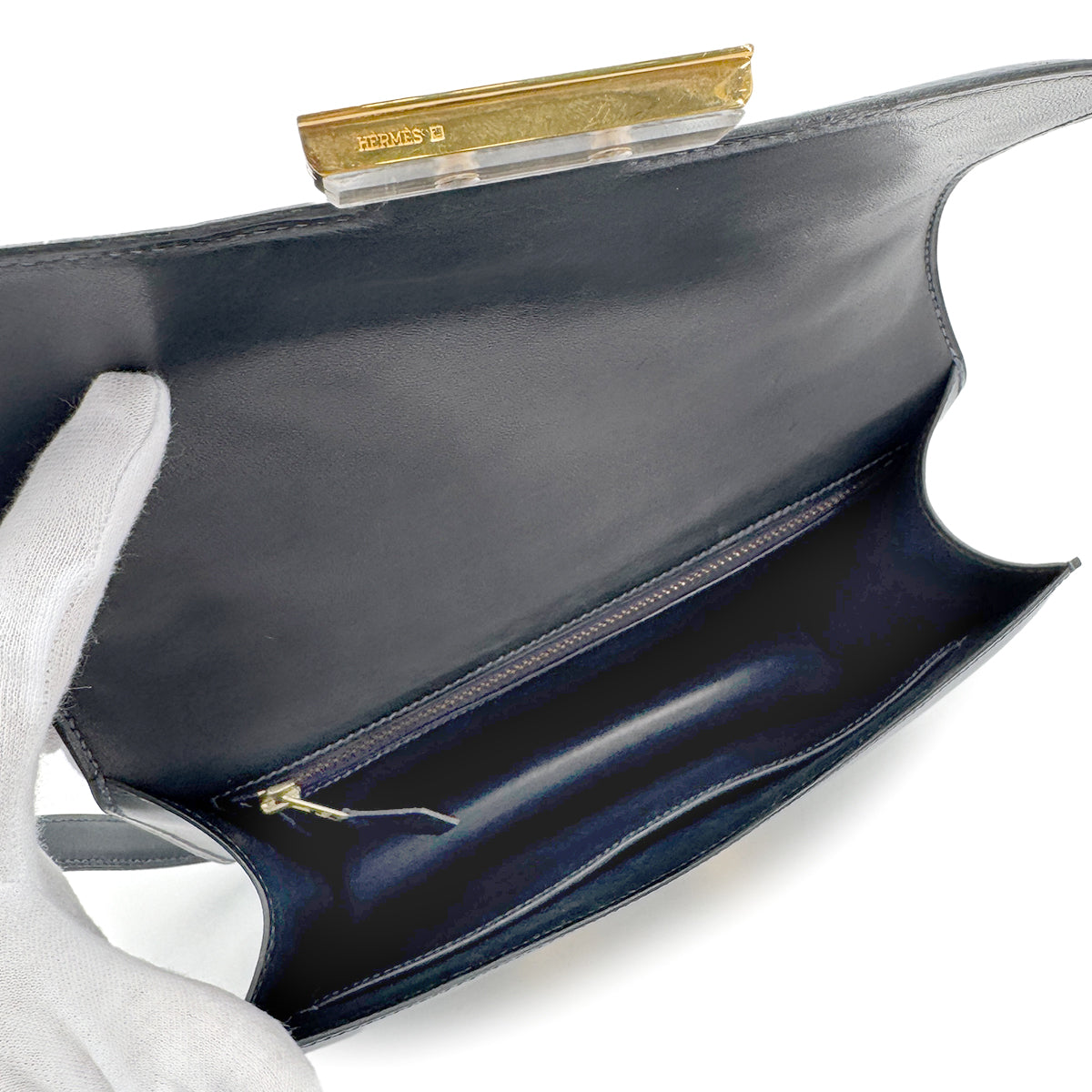 HERMES CONSTANCE NAVY BOXCALF SHOULDER BAG 〇S GHW 90267406