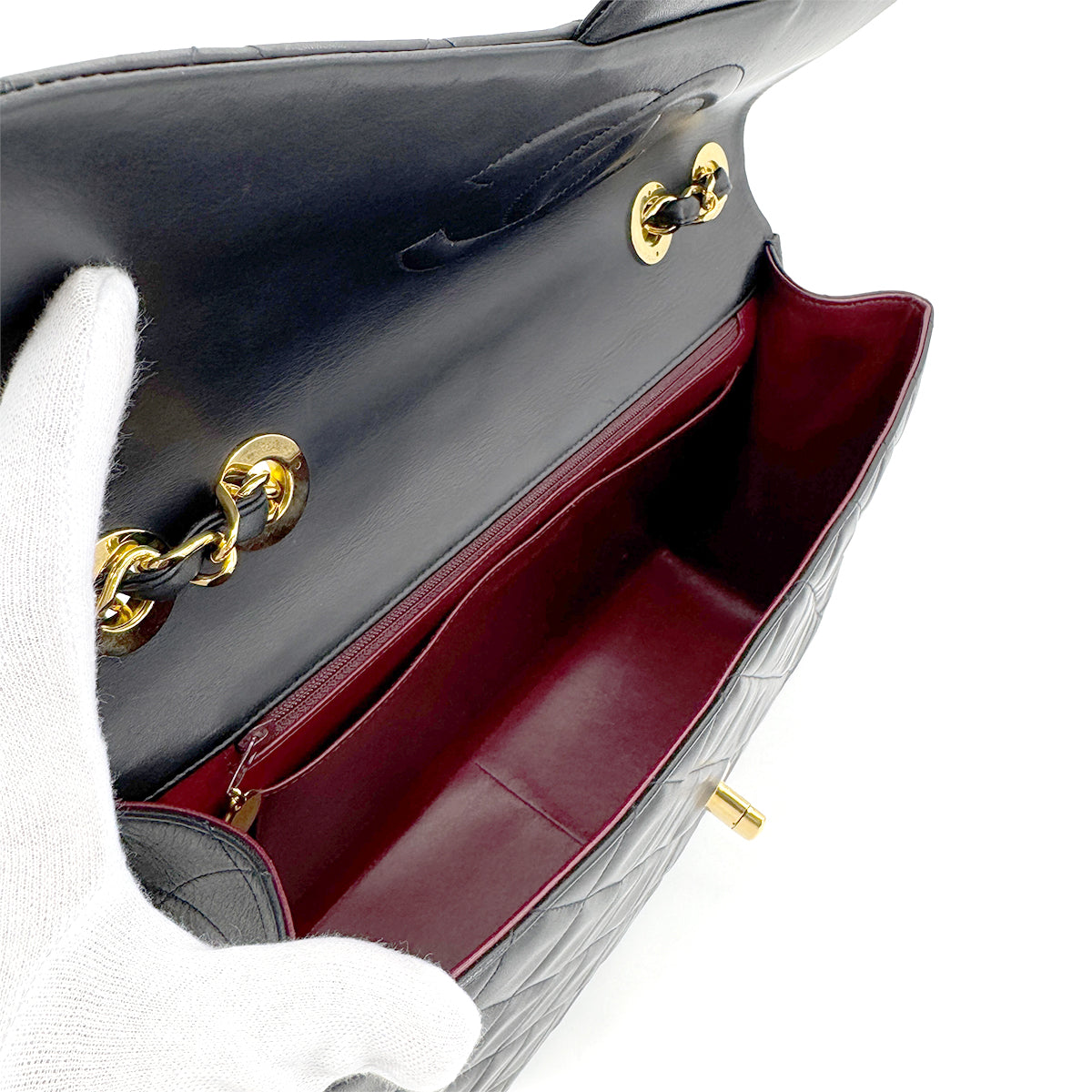 CHANEL VINTAGE MAXI MATELASSE 34 CHAIN SHOULDER BAG BLACK LAMB SKIN 90267408