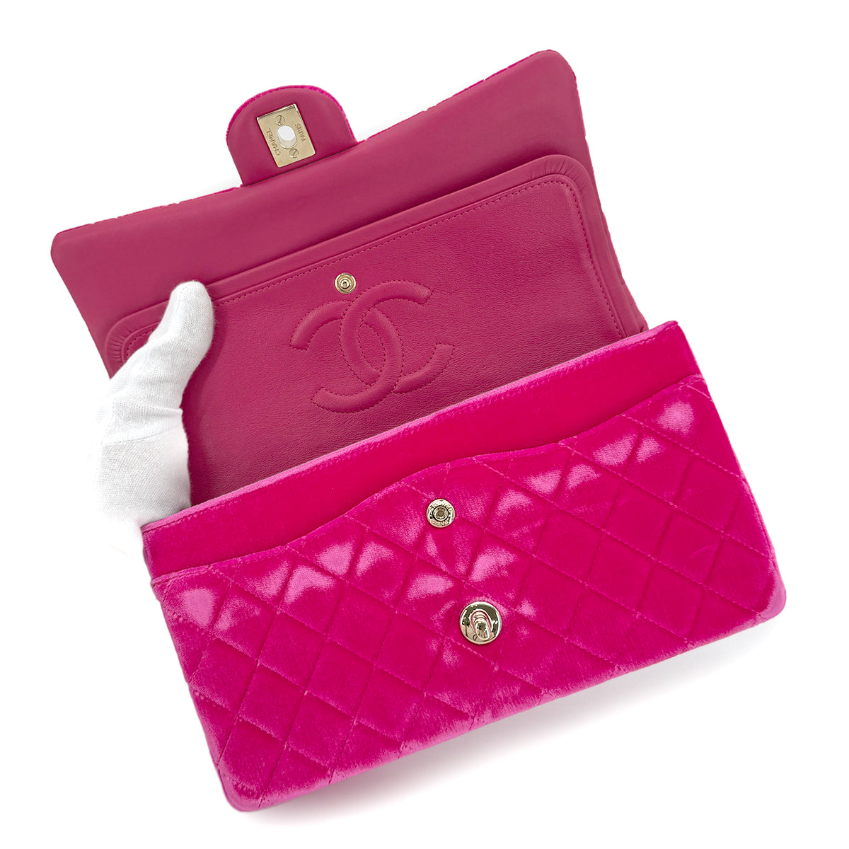 CHANEL CLASSIC FLAP MEDIUM CHAIN SHOULDER BAG PINK VELOR 90267410
