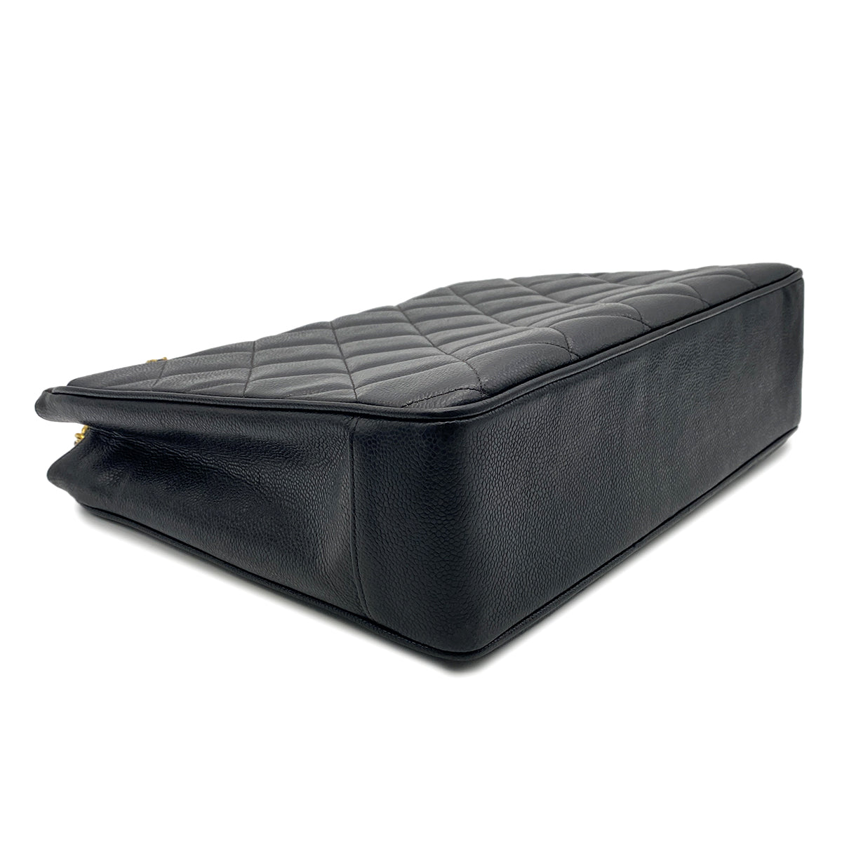 CHANEL VINTAGE CHAIN TOTE BAG  BLACK CAVIAR SKIN 90267411