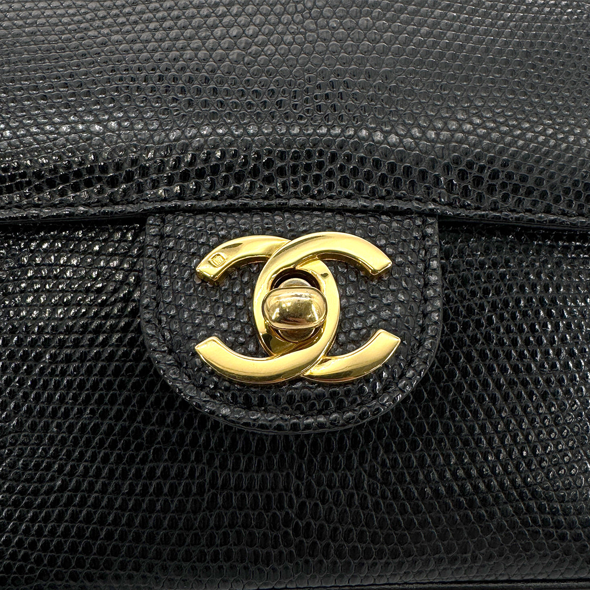 CHANEL VINTAGE MINI SQUARE 17 CHAIN SHOULDER BAG BLACK LIZARD 90267413