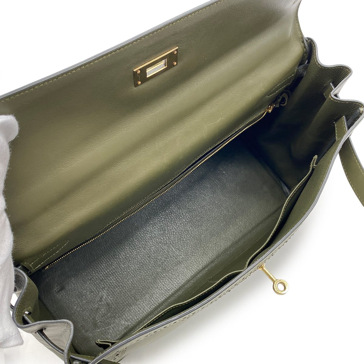 HERMES KELLY 35 GHILLIES VERT VERONESE TADELAKT HAND SHOULDER BAG □O GHW 90267414