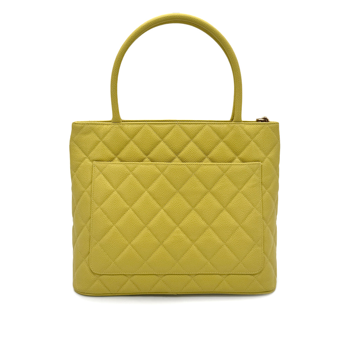 CHANEL VINTAGE MEDALLION TOTE BAG YELLOW CAVIAR SKIN 90267436