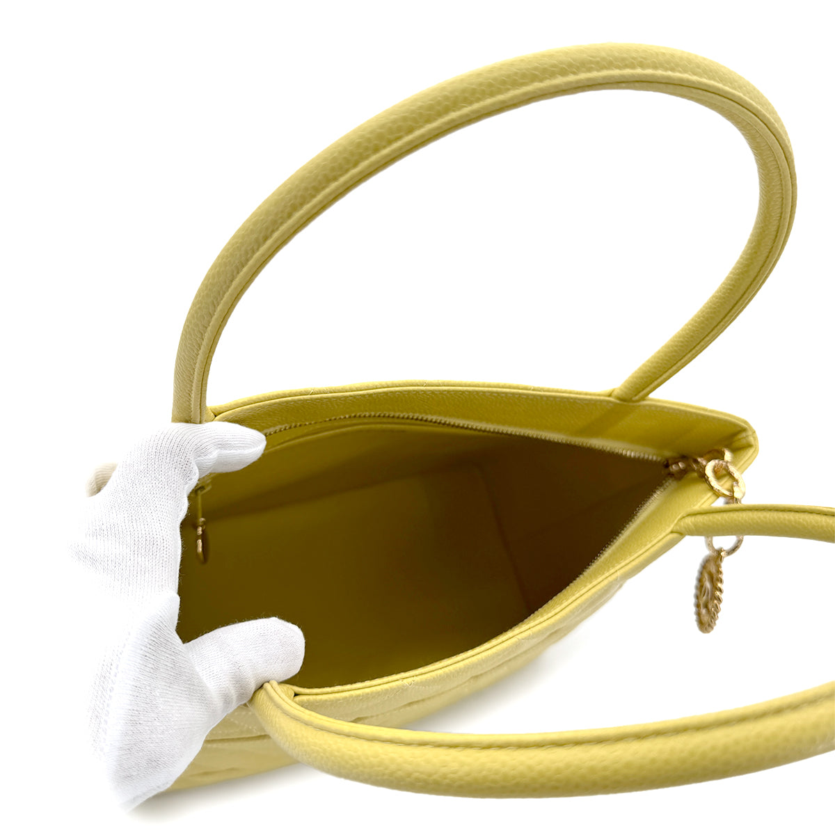 CHANEL VINTAGE MEDALLION TOTE BAG YELLOW CAVIAR SKIN 90267436