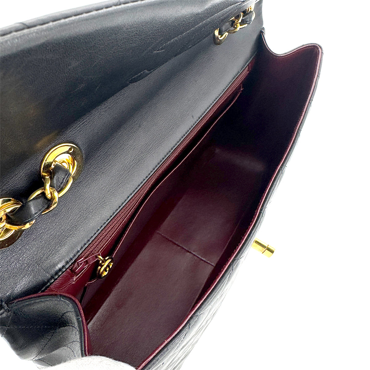 CHANEL VINTAGE MAXI MATELASSE 34 CHAIN SHOULDER BAG BLACK LAMB SKIN 90267437