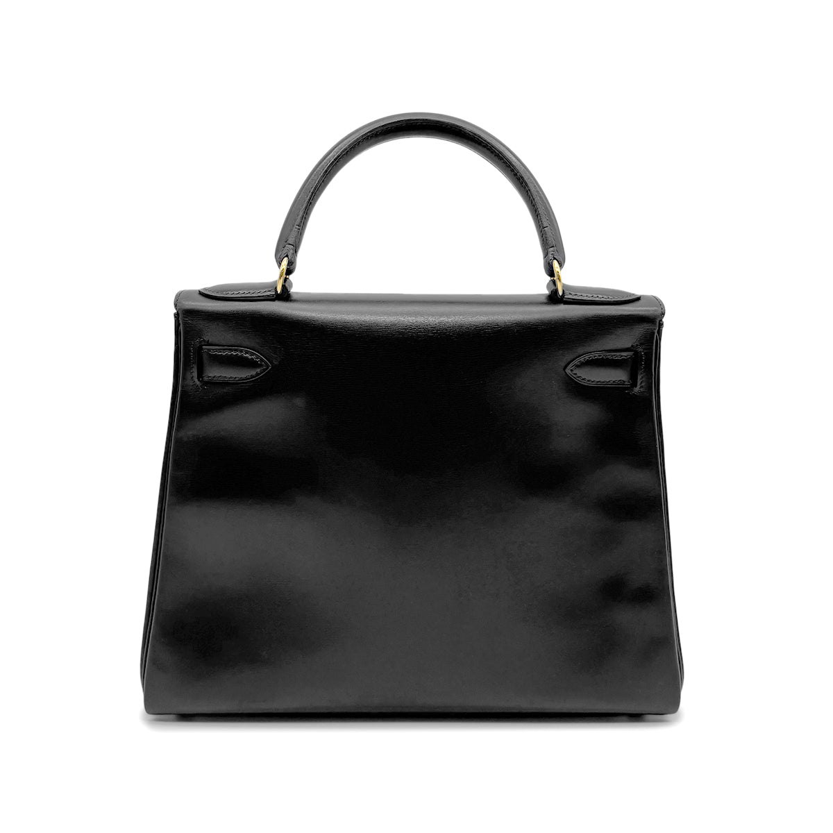 HERMES KELLY 28 RETOURNE BLACK BOX CALF HAND BAG 〇Z GHW 90267442