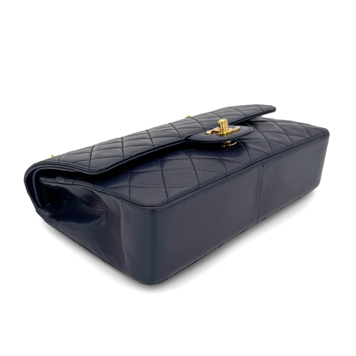 CHANEL VINTAGE MATELASSE CHAIN SHOULDER BAG NAVY LAMB SKIN 90267448