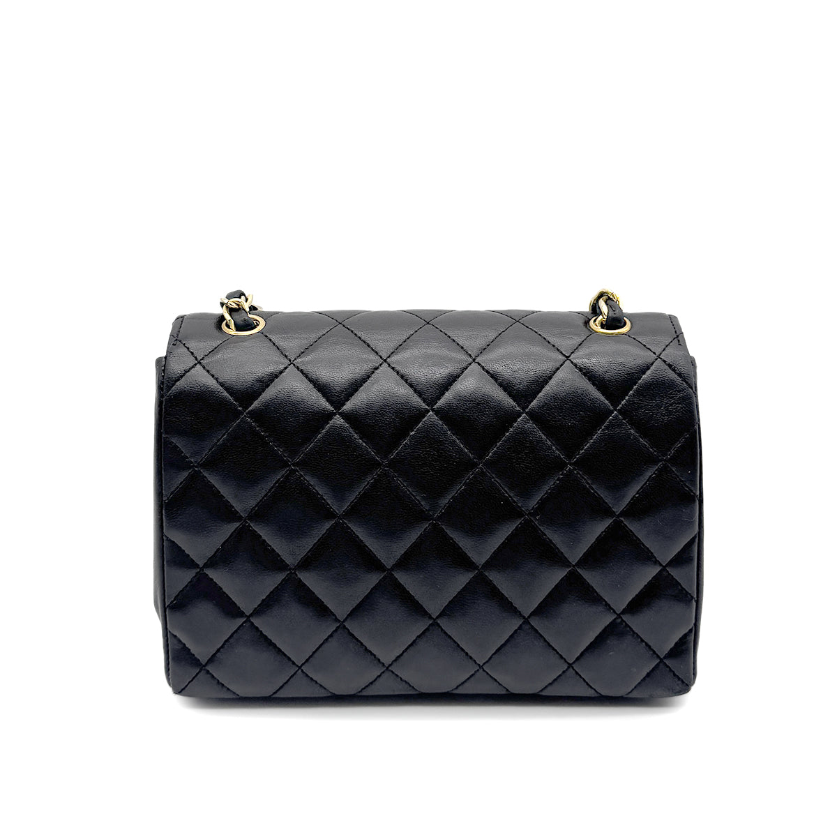 CHANEL VINTAGE MATELASSE BIG COCO CHAIN SHOULDER BAG BLACK LAMB SKIN 90267449