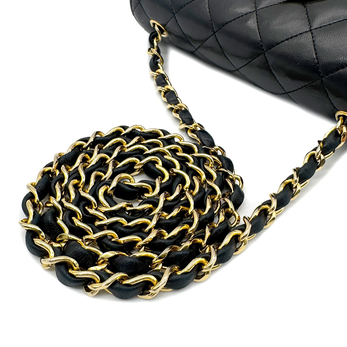 CHANEL VINTAGE MATELASSE BIG COCO CHAIN SHOULDER BAG BLACK LAMB SKIN 90267449