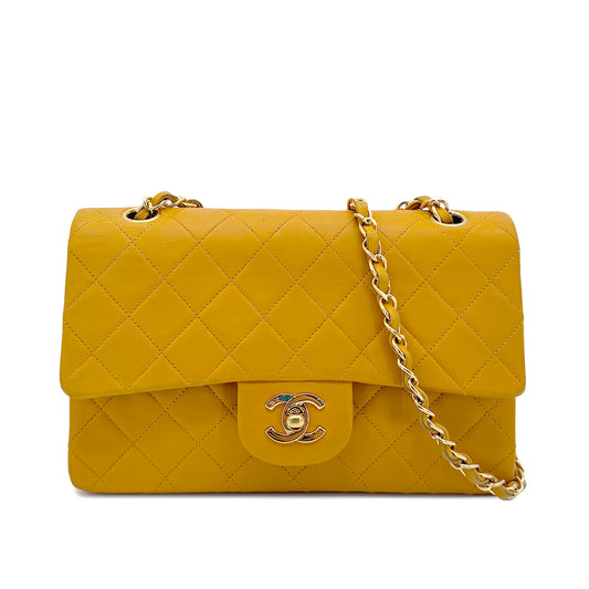 CHANEL VINTAGE CLASSIC FLAP SMALL CHAIN SHOULDER BAG CAMEL LAMB SKIN 90267456