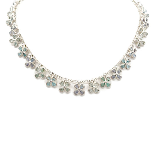 CHANEL VINTAGE NECKLACE COLOR STONES FLOWER ACCESSORY 98P 90267460