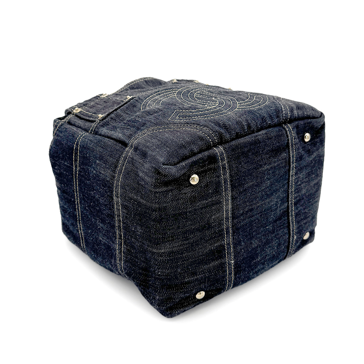 CHANEL VINTAGE BIG COCO TOTE BAG BLUE DENIM 90267464