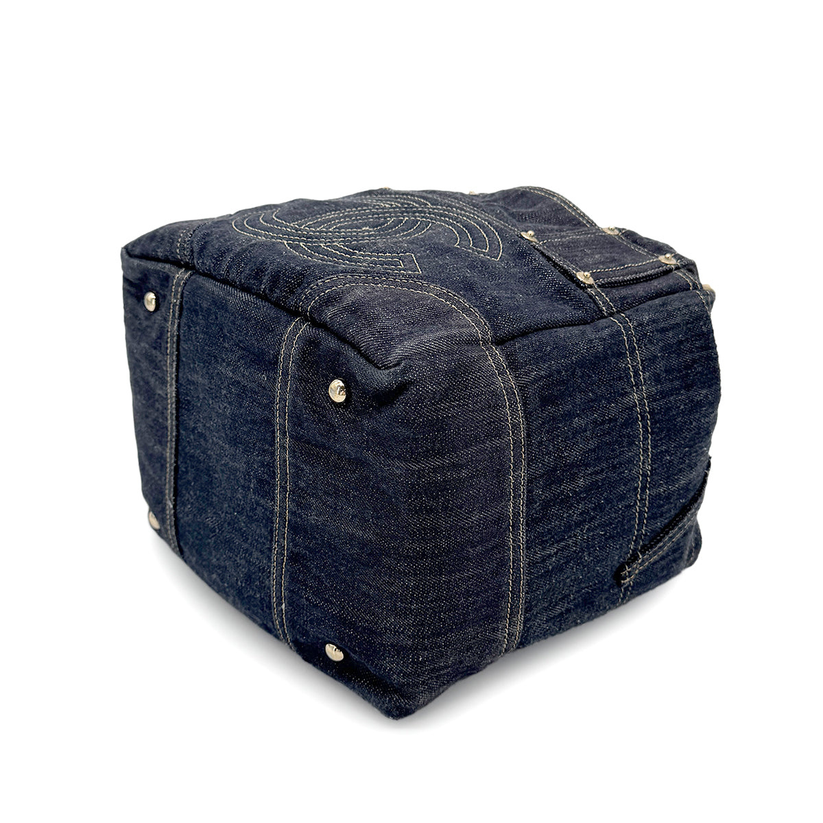 CHANEL VINTAGE BIG COCO TOTE BAG BLUE DENIM 90267464