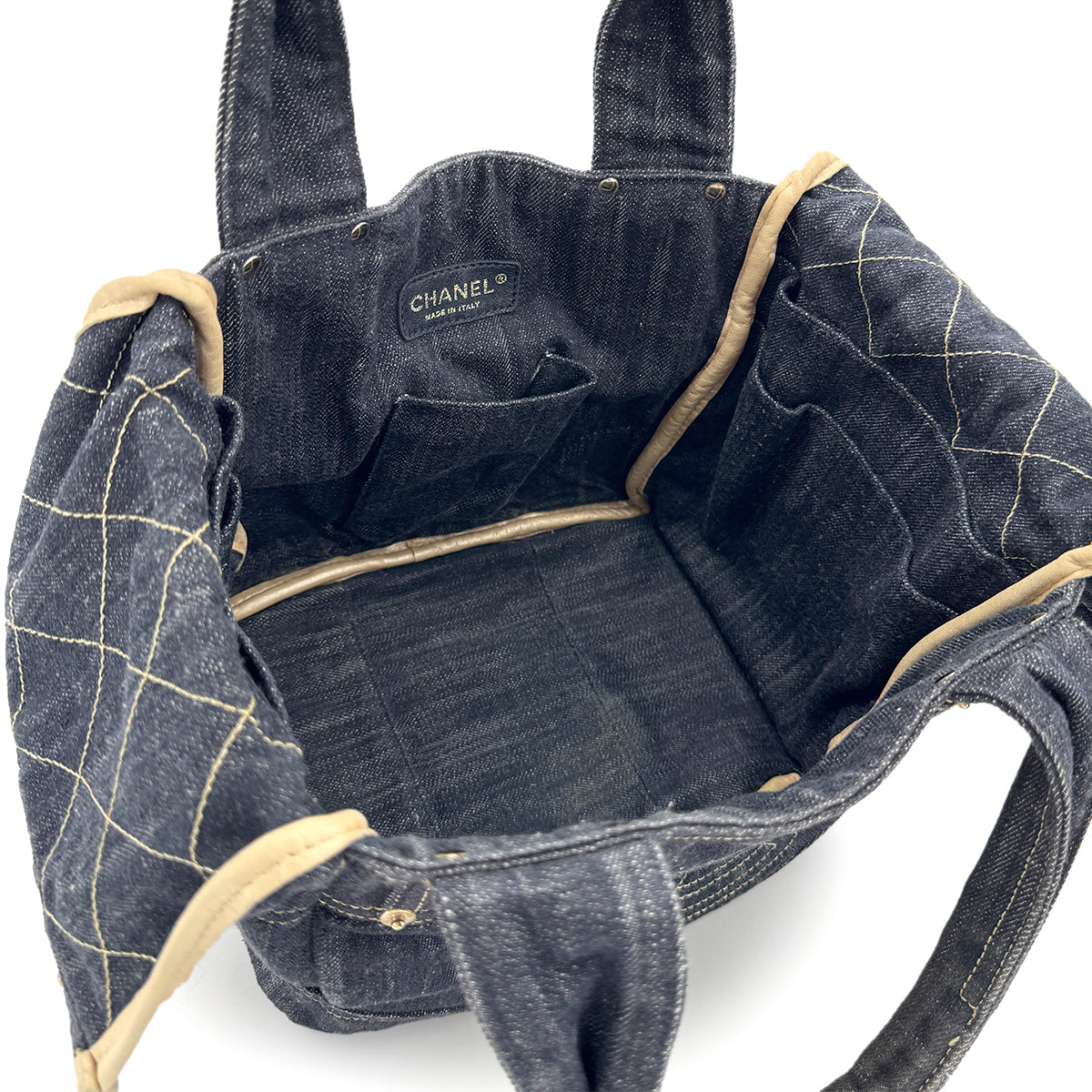 CHANEL VINTAGE BIG COCO TOTE BAG BLUE DENIM 90267464