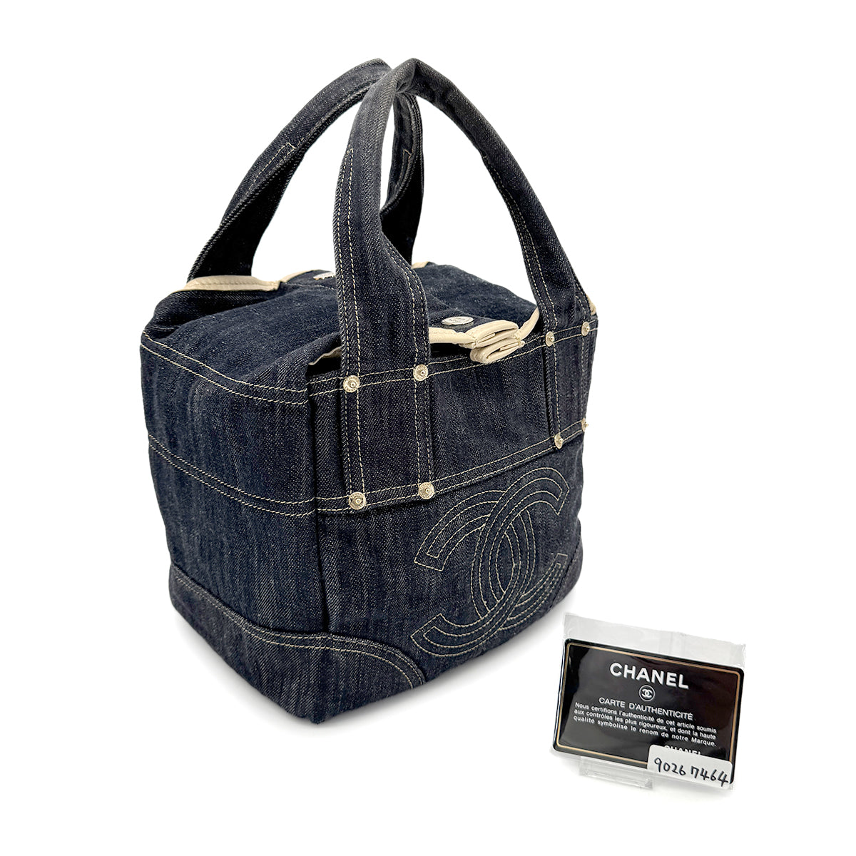 CHANEL VINTAGE BIG COCO TOTE BAG BLUE DENIM 90267464