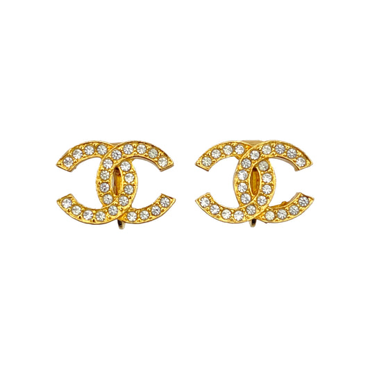 CHANEL VINTAGE EARRINGS RHINESTONE COCOMARK ACCESSORY 90267475