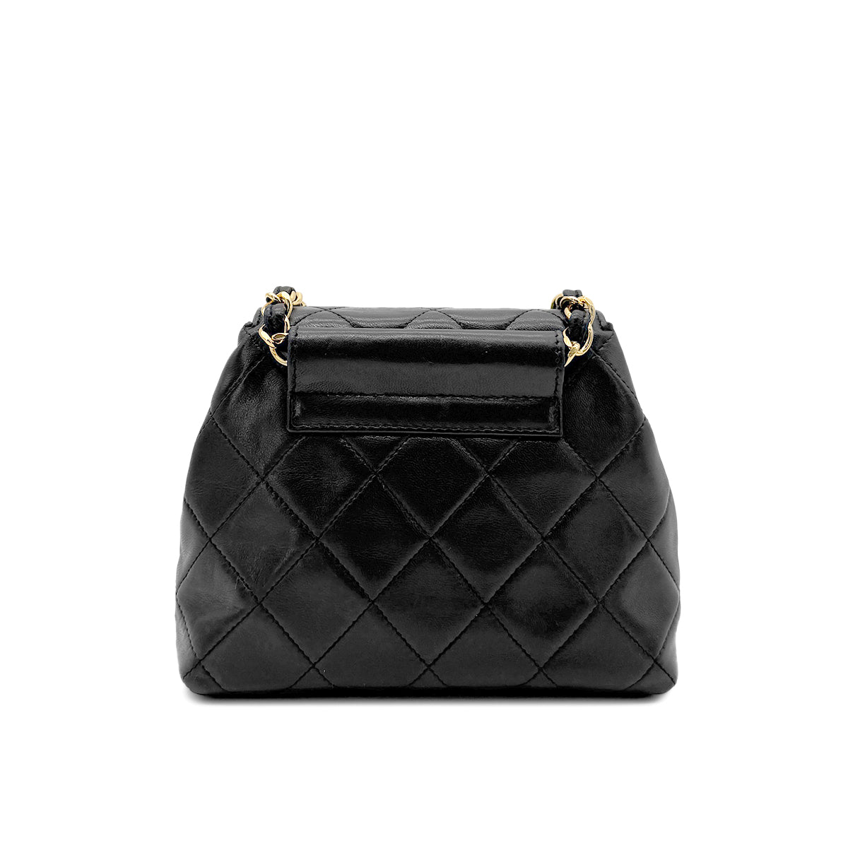 CHANEL VINTAGE MATELASSE CHAIN SHOULDER BAG BLACK LAMB SKIN 90267477