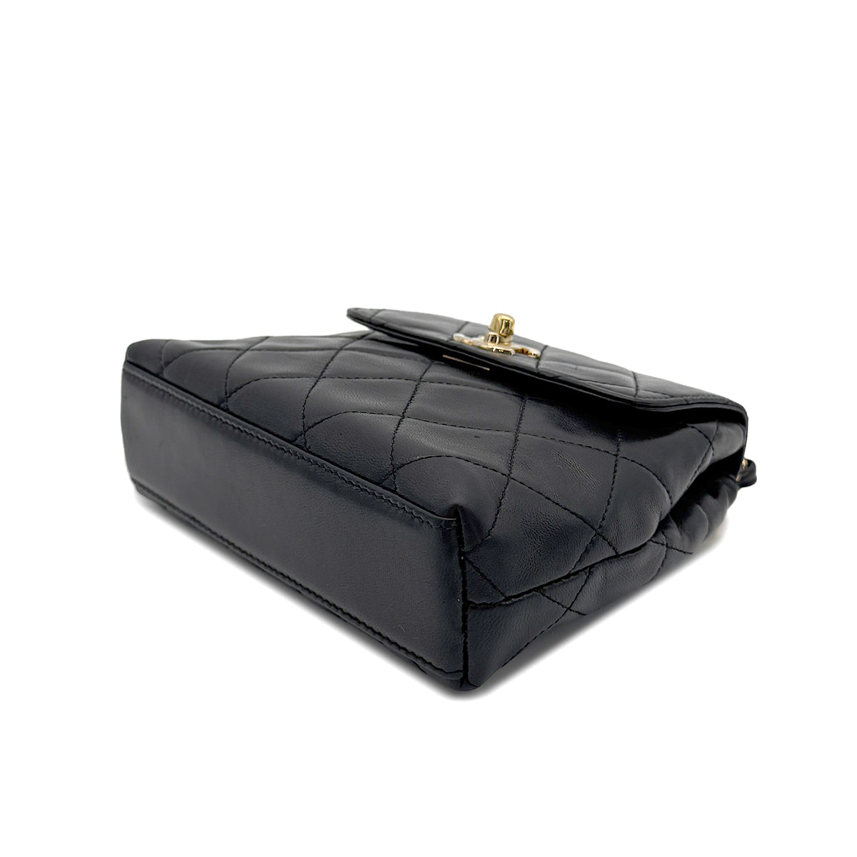 CHANEL VINTAGE MATELASSE CHAIN SHOULDER BAG BLACK LAMB SKIN 90267477