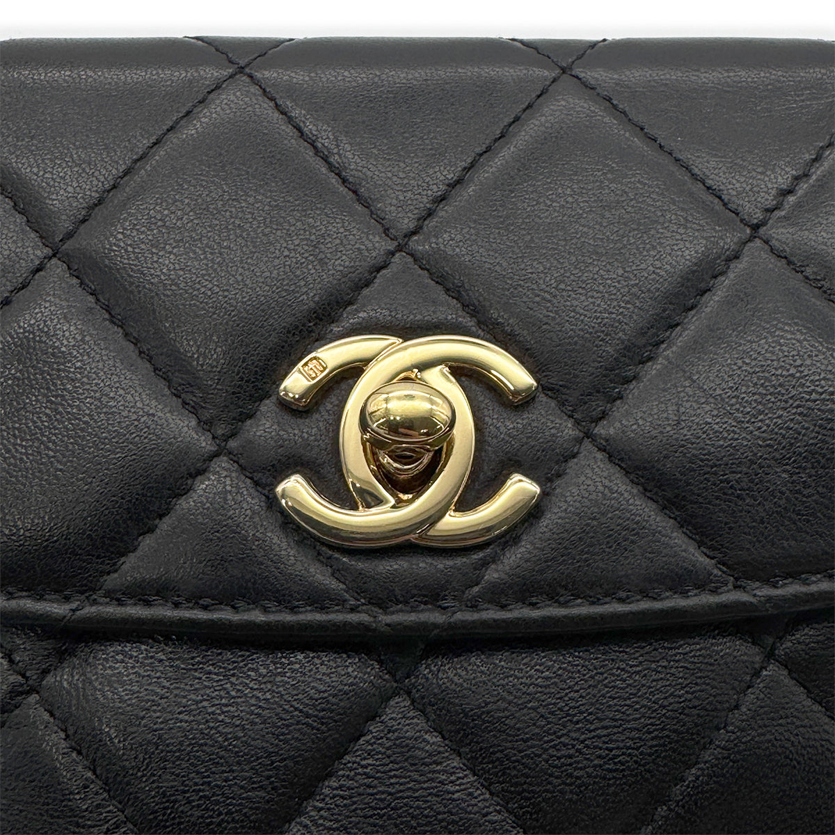 CHANEL VINTAGE MATELASSE CHAIN SHOULDER BAG BLACK LAMB SKIN 90267477