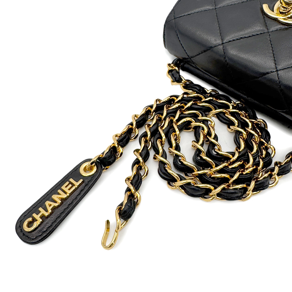 CHANEL VINTAGE MATELASSE CHAIN SHOULDER BAG BLACK LAMB SKIN 90267477