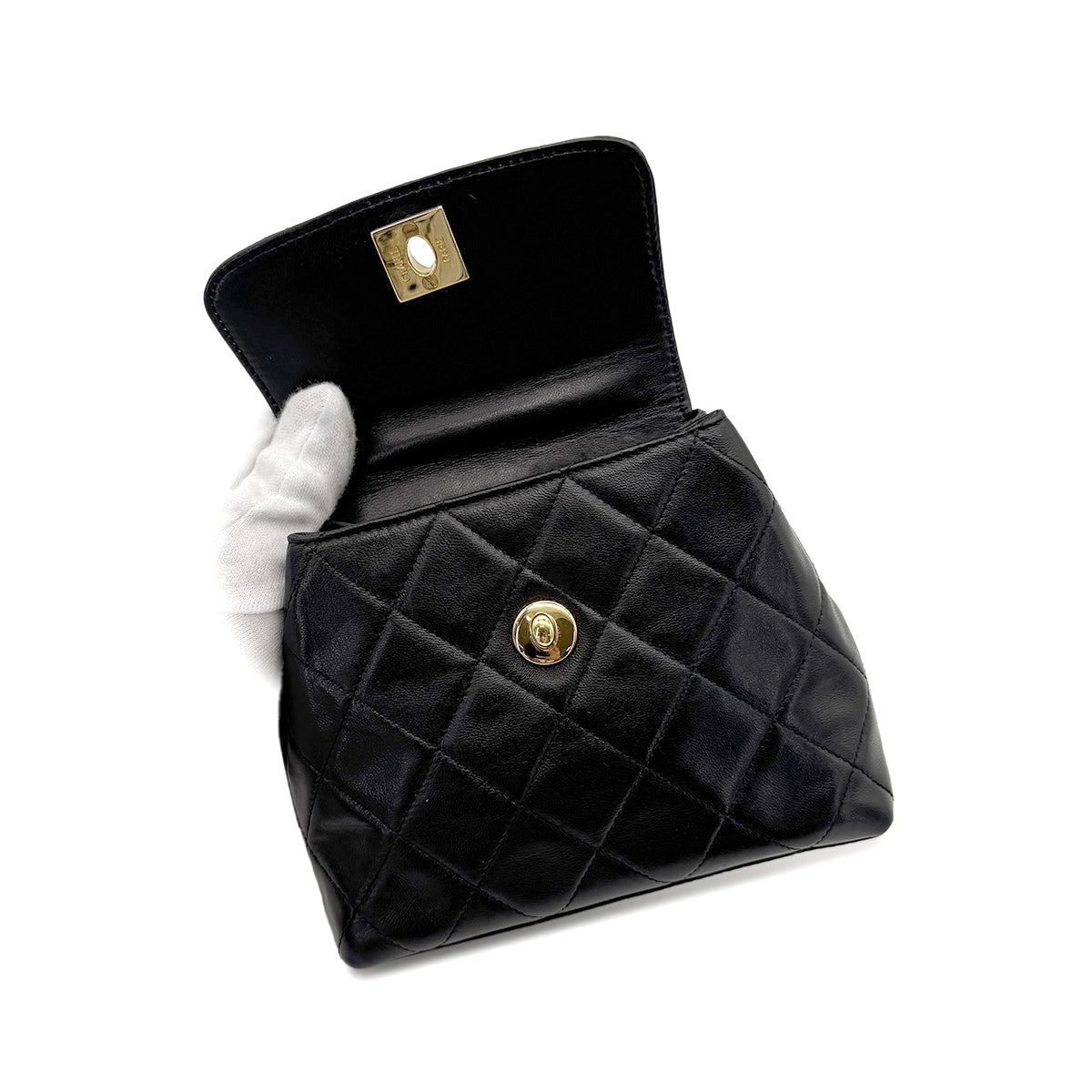 CHANEL VINTAGE MATELASSE CHAIN SHOULDER BAG BLACK LAMB SKIN 90267477