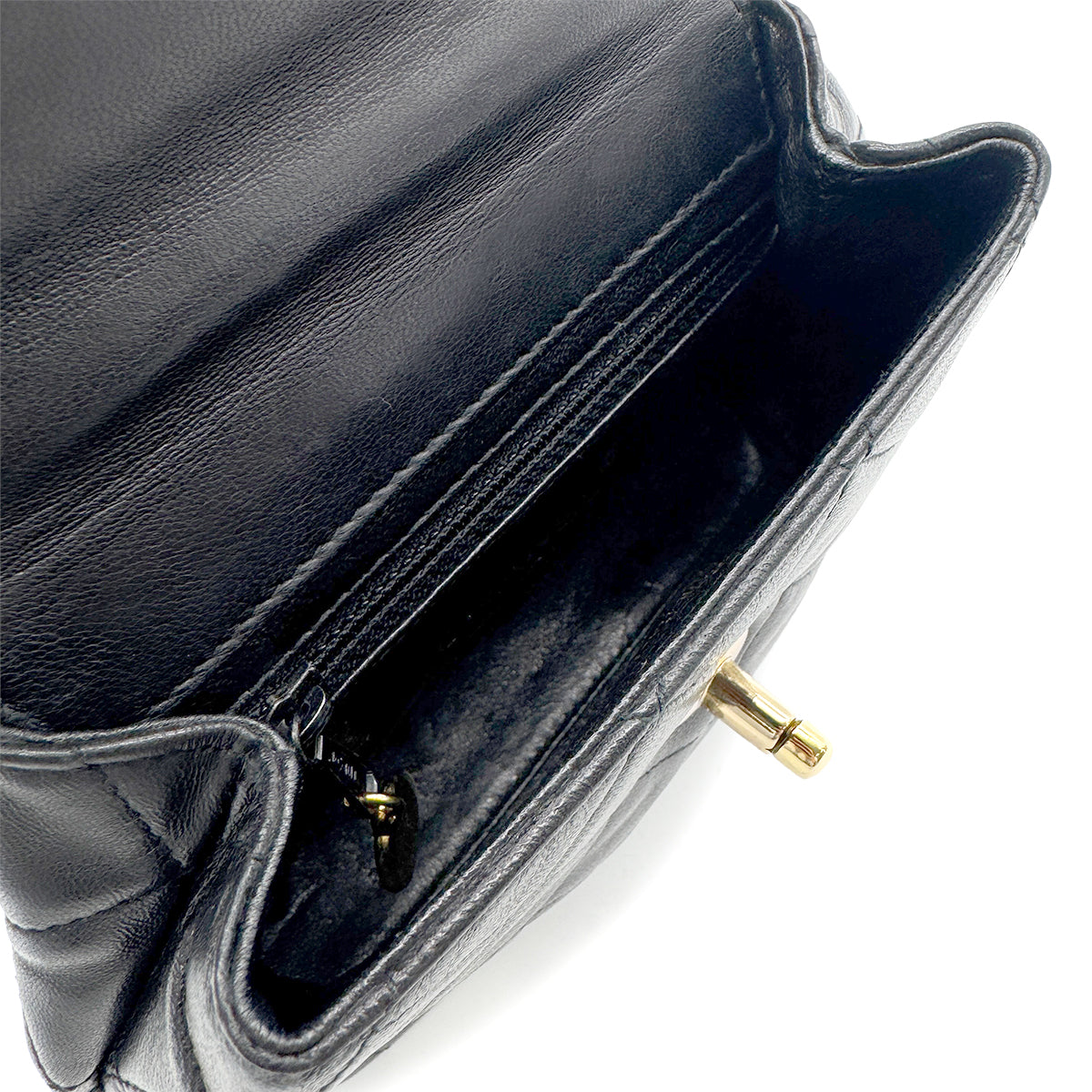 CHANEL VINTAGE MATELASSE CHAIN SHOULDER BAG BLACK LAMB SKIN 90267477