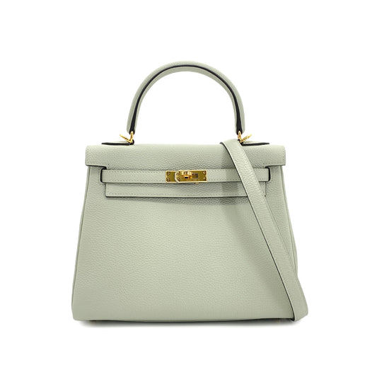 HERMES KELLY 25 RETOURNE GRIS NEVE TOGO HAND SHOULDER BAG B GHW 90267746