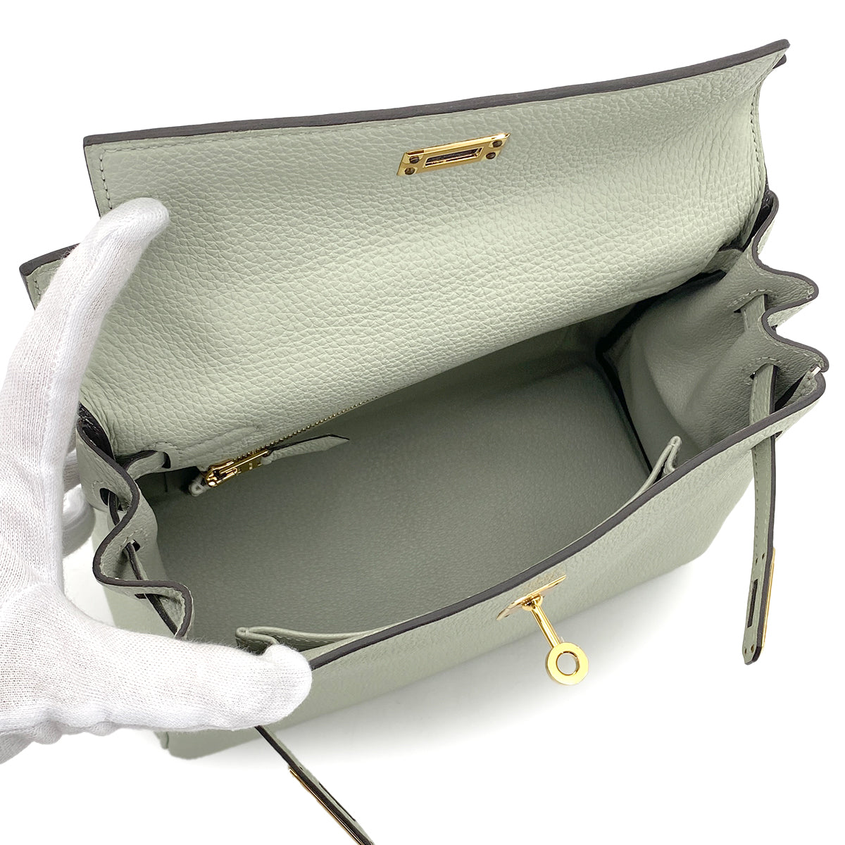 HERMES KELLY 25 RETOURNE GRIS NEVE TOGO HAND SHOULDER BAG B GHW 90267746