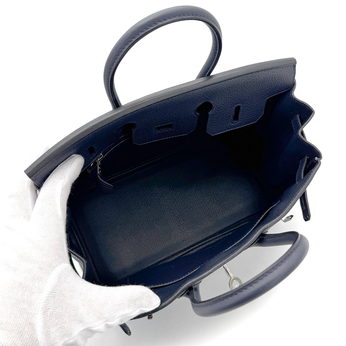 HERMES BIRKIN 25 BLUE NUIT TOGO HAND BAG C SHW 90267751