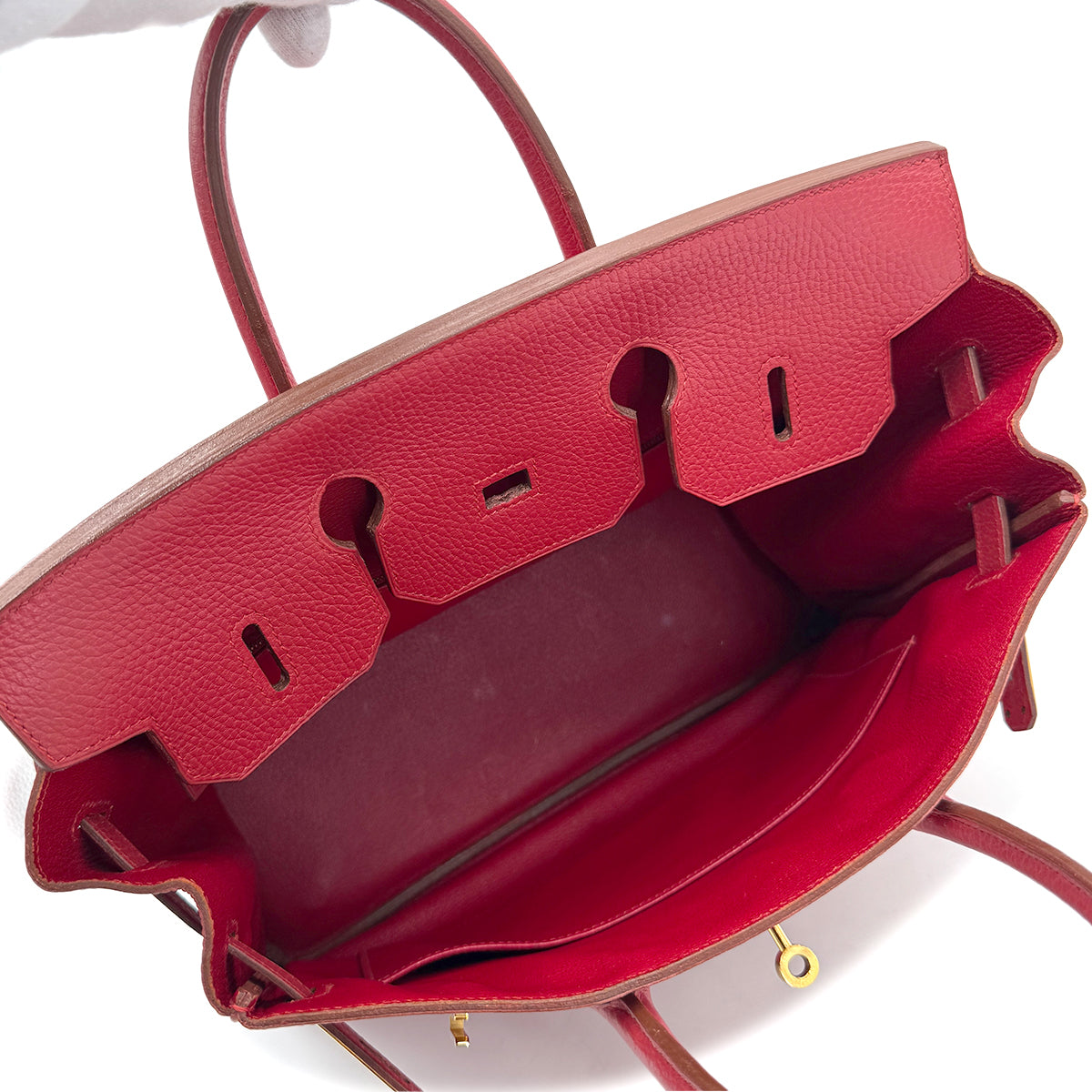 HERMES HAUT A COURROIES 32 ROUGE VIF ARDENNES HAND BAG 〇Y GHW 90267752