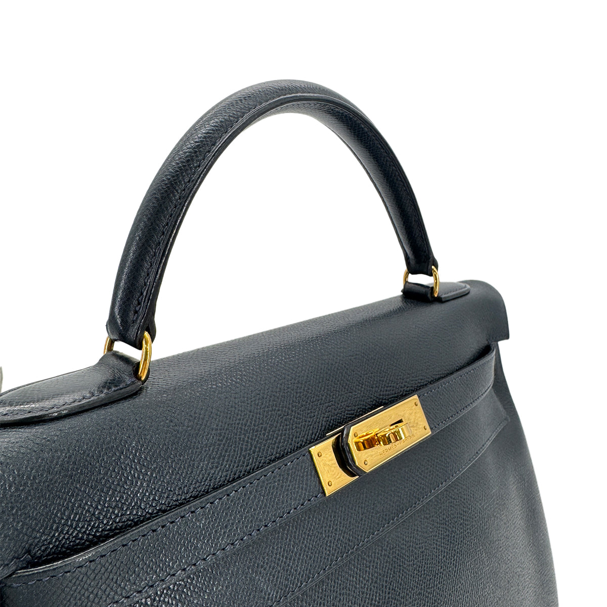 HERMES KELLY 32 RETOURNE BLUE INDIGO COUCHVEL HAND SHOULDER BAG 〇U GHW  90267753