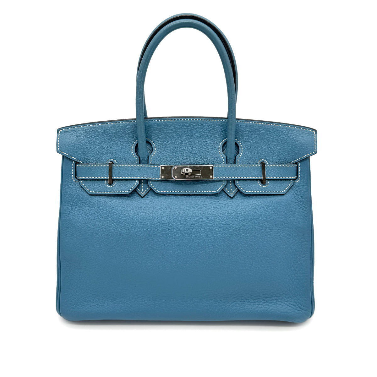 HERMES BIRKIN 30 BLUE JEAN TAURILLON CLEMENCE HAND BAG □J SHW 90267764