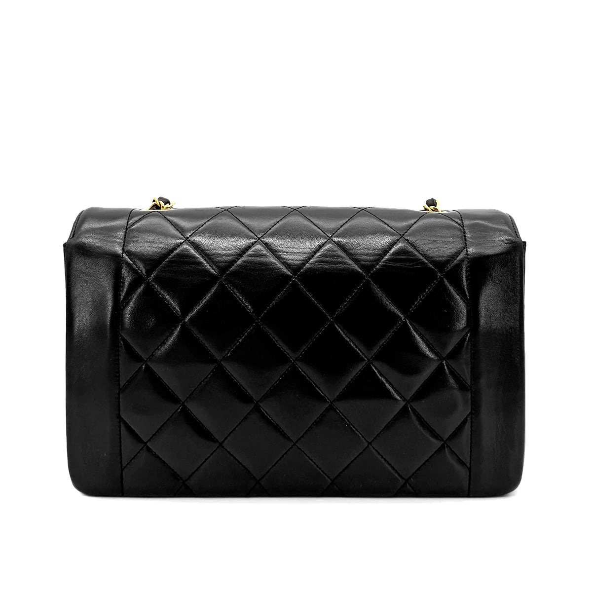 CHANEL VINTAGE DIANA MEDIUM CHAIN SHOULDER BAG BLACK LAMB SKIN 90267771