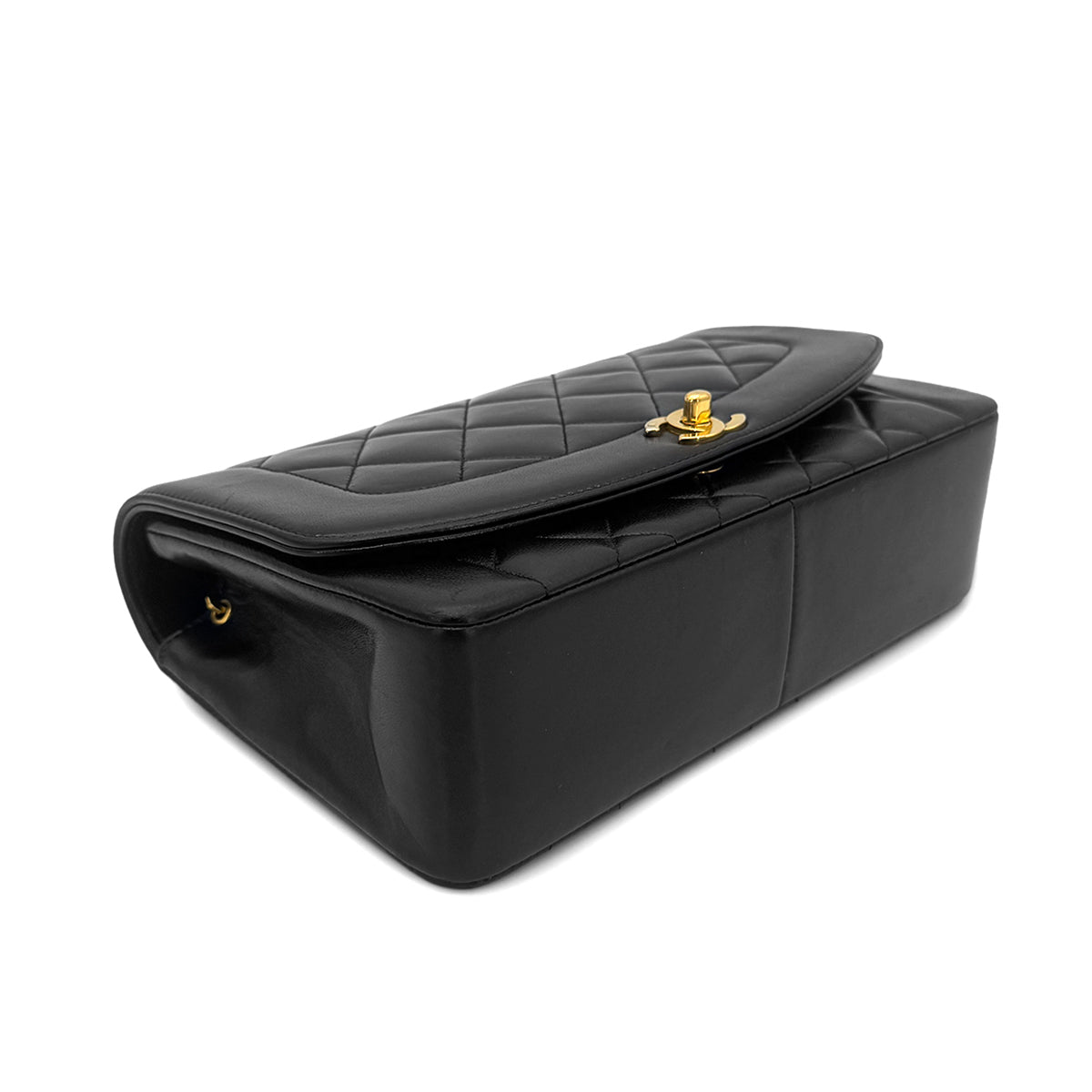 CHANEL VINTAGE DIANA MEDIUM CHAIN SHOULDER BAG BLACK LAMB SKIN 90267772