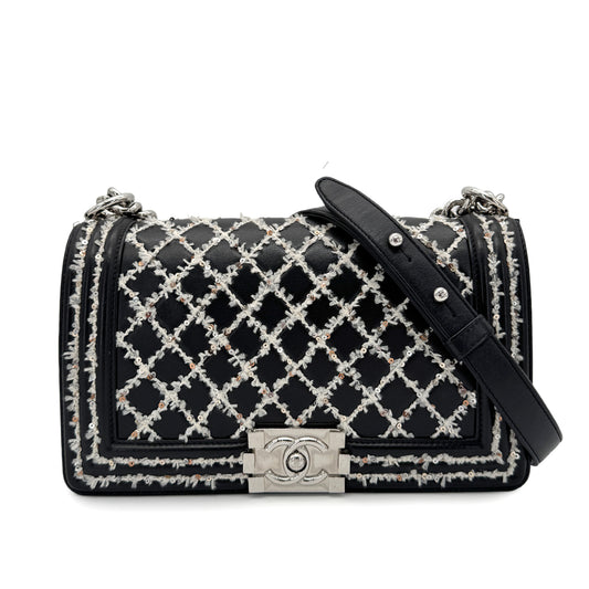 CHANEL BOYCHANEL MEDIUM CHAIN SHOULDER BAG BLACK LEATHER 90267774