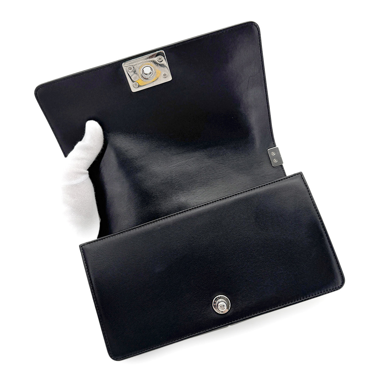 CHANEL BOYCHANEL MEDIUM CHAIN SHOULDER BAG BLACK LEATHER 90267774