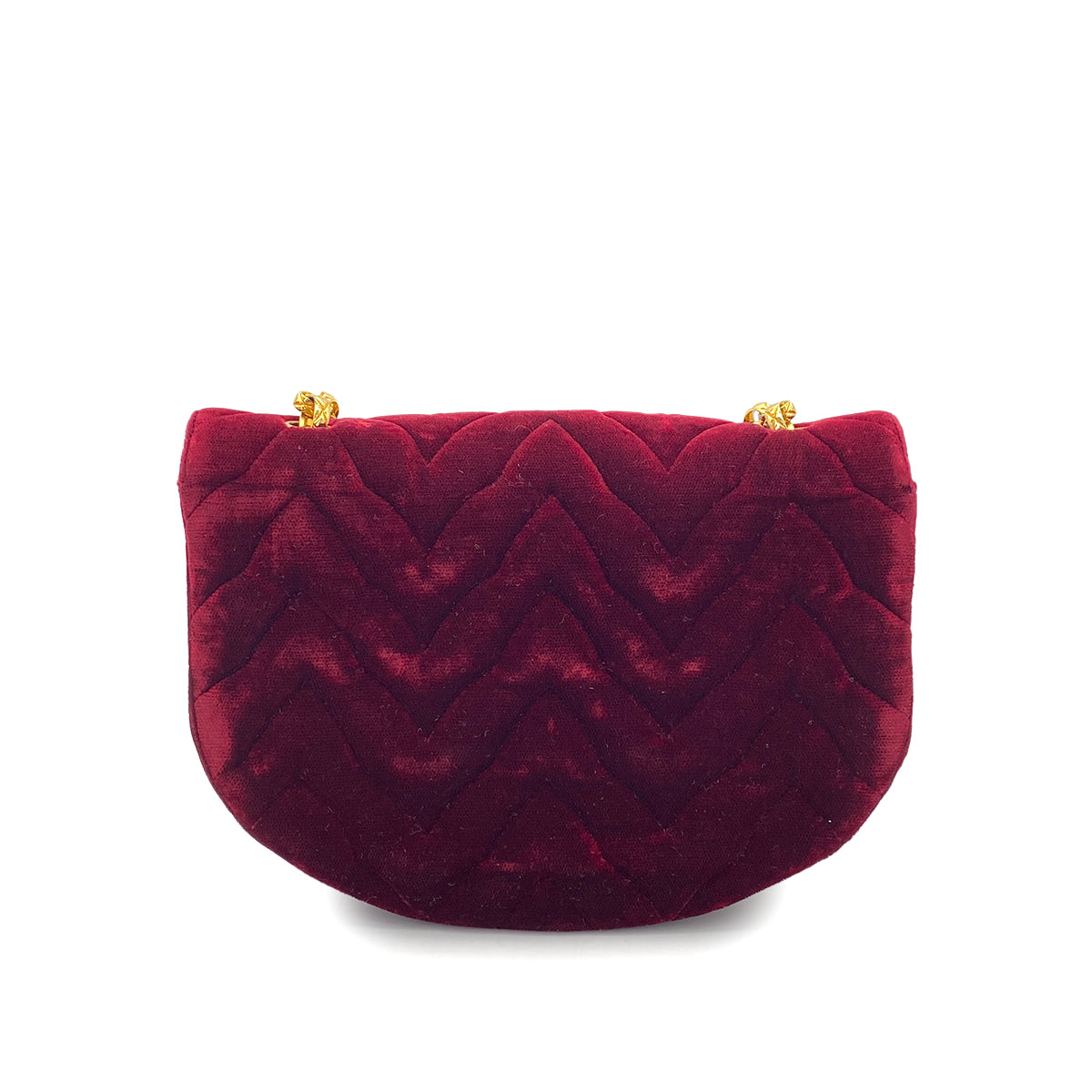 CHANEL VINTAGE MATELASSE BIJOU CHAIN SHOULDER BAG RED VELOR 90267779