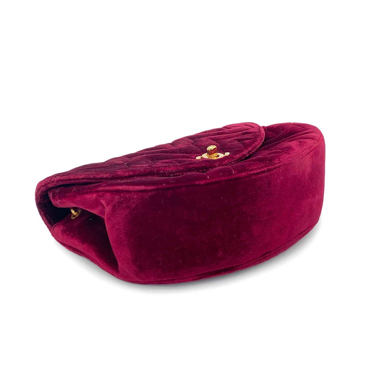 CHANEL VINTAGE MATELASSE BIJOU CHAIN SHOULDER BAG RED VELOR 90267779