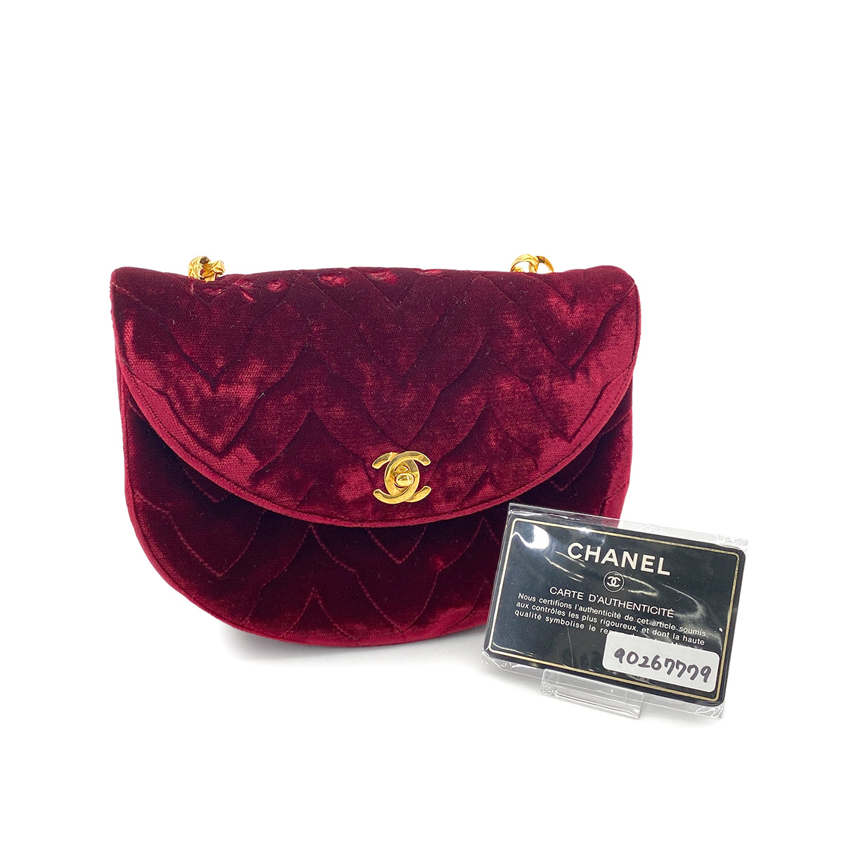 CHANEL VINTAGE MATELASSE BIJOU CHAIN SHOULDER BAG RED VELOR 90267779