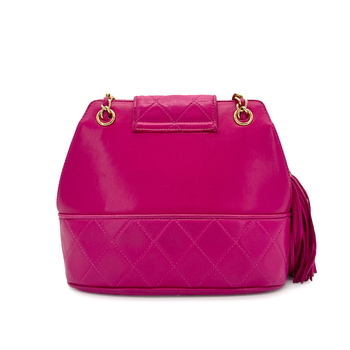 CHANEL VINTAGE MATELASSE FRINGE CHAIN SHOULDER BAG PINK LAMB SKIN 90267780