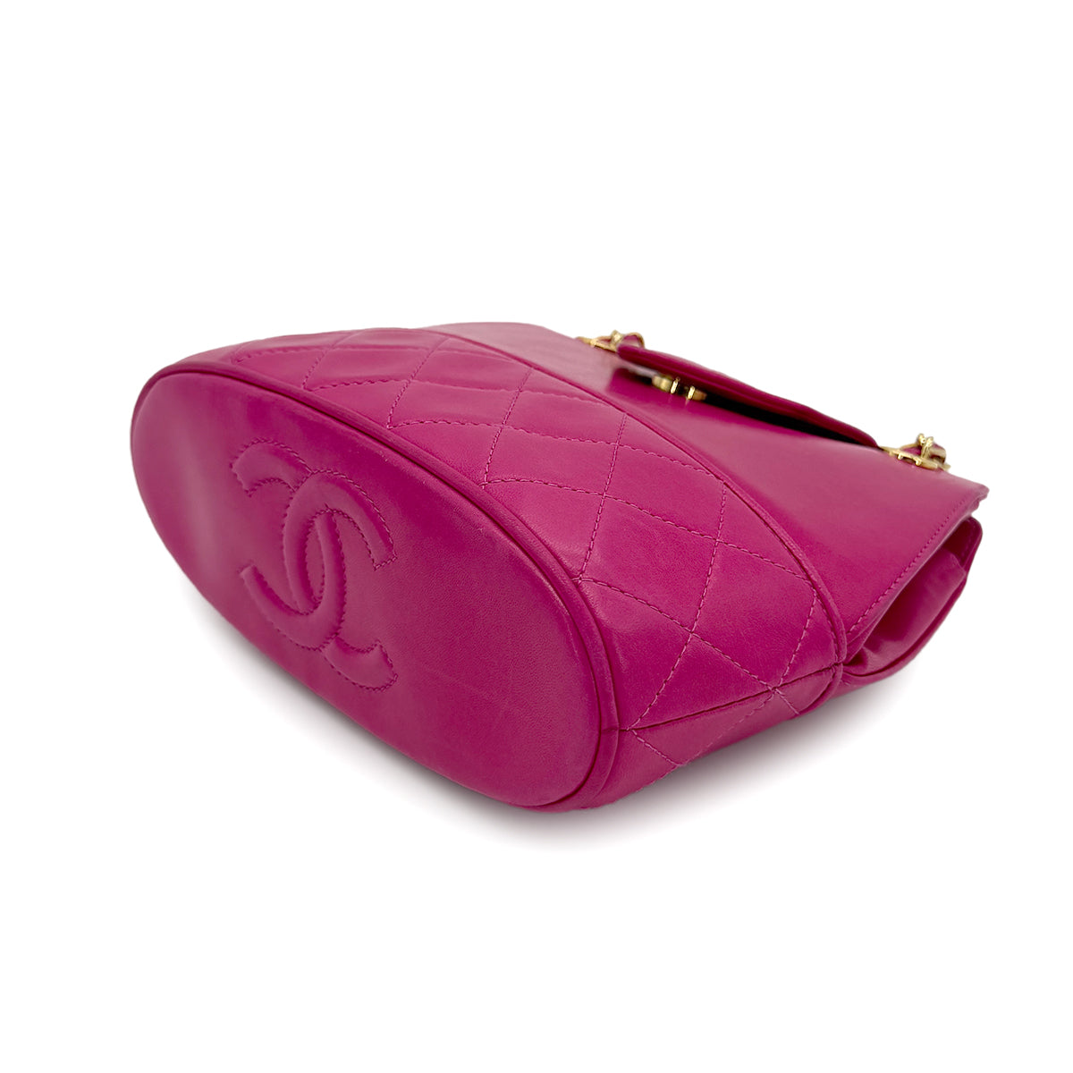 CHANEL VINTAGE MATELASSE FRINGE CHAIN SHOULDER BAG PINK LAMB SKIN 90267780