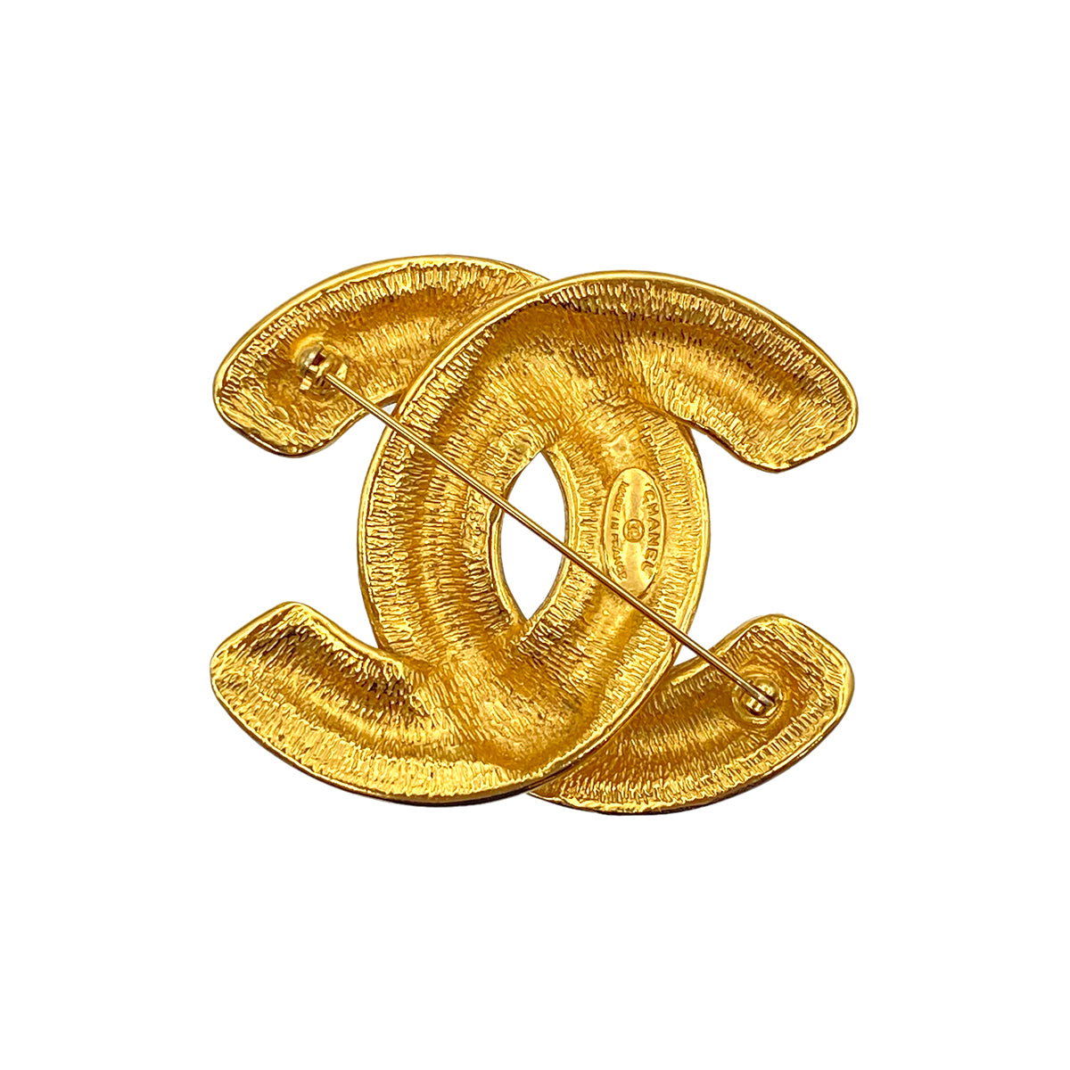 CHANEL VINTAGE MATELASSE COCOMARK BROOCH GOLD ACCESSORY 90267786