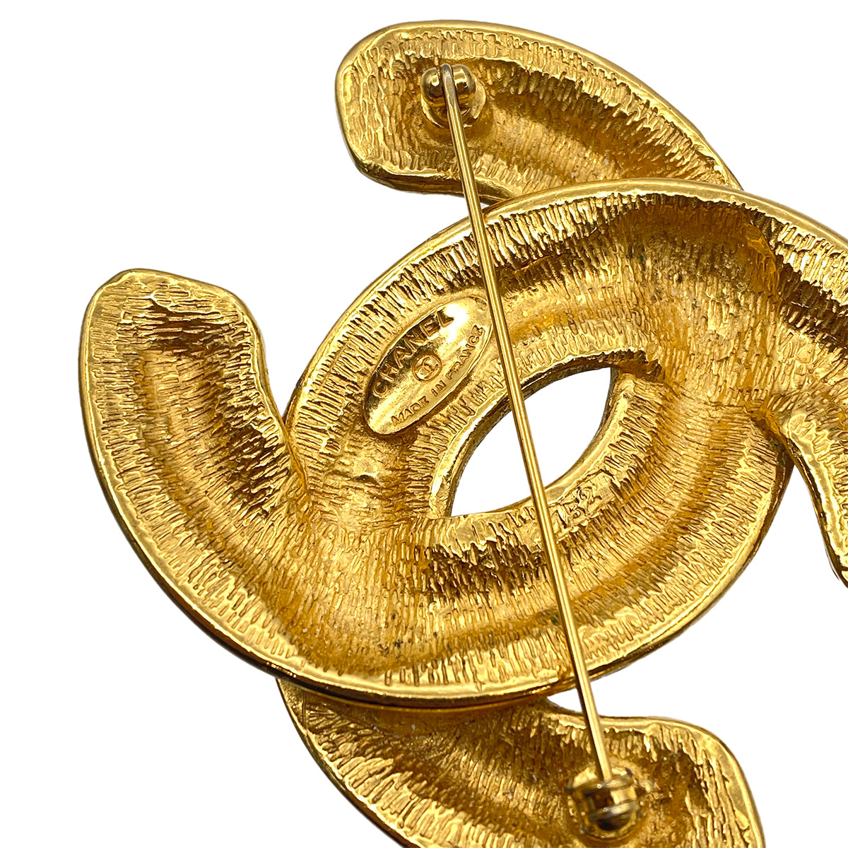 CHANEL VINTAGE MATELASSE COCOMARK BROOCH GOLD ACCESSORY 90267786