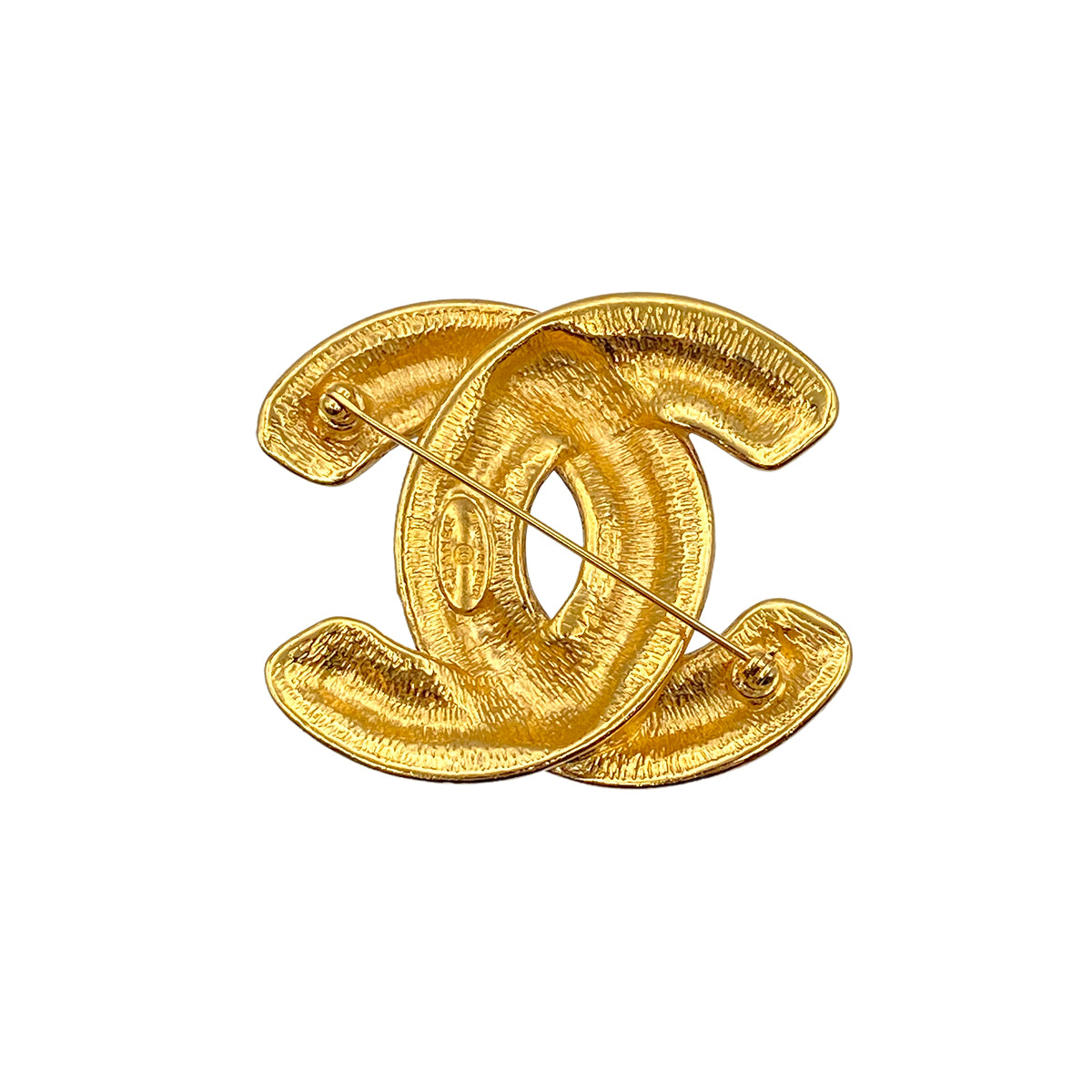 CHANEL VINTAGE MATELASSE COCOMARK BROOCH GOLD ACCESSORY 90267793