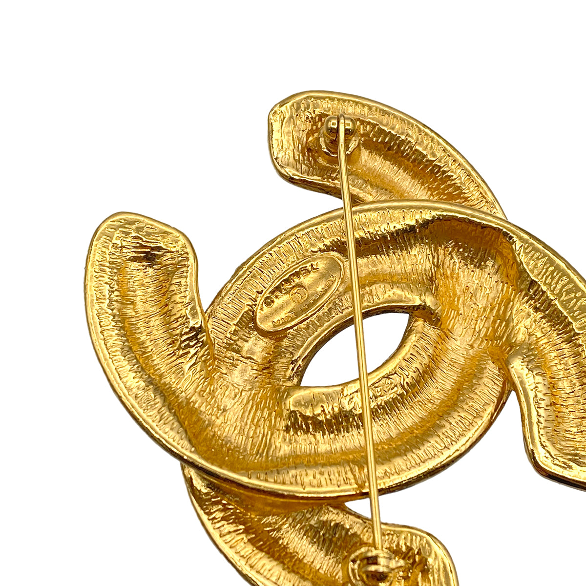 CHANEL VINTAGE MATELASSE COCOMARK BROOCH GOLD ACCESSORY 90267793