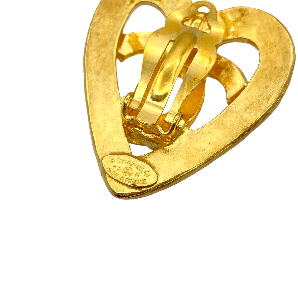 CHANEL VINTAGE EARRINGS HEART COCOMARK ACCESSORY 95P 90267799