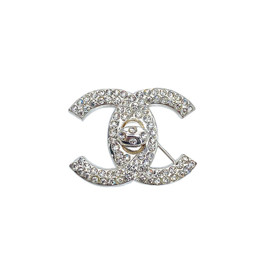 CHANEL VINTAGE COCO MARK BROACH RHINESTONE TURN LOCK ACCESSORY 96A 90267800
