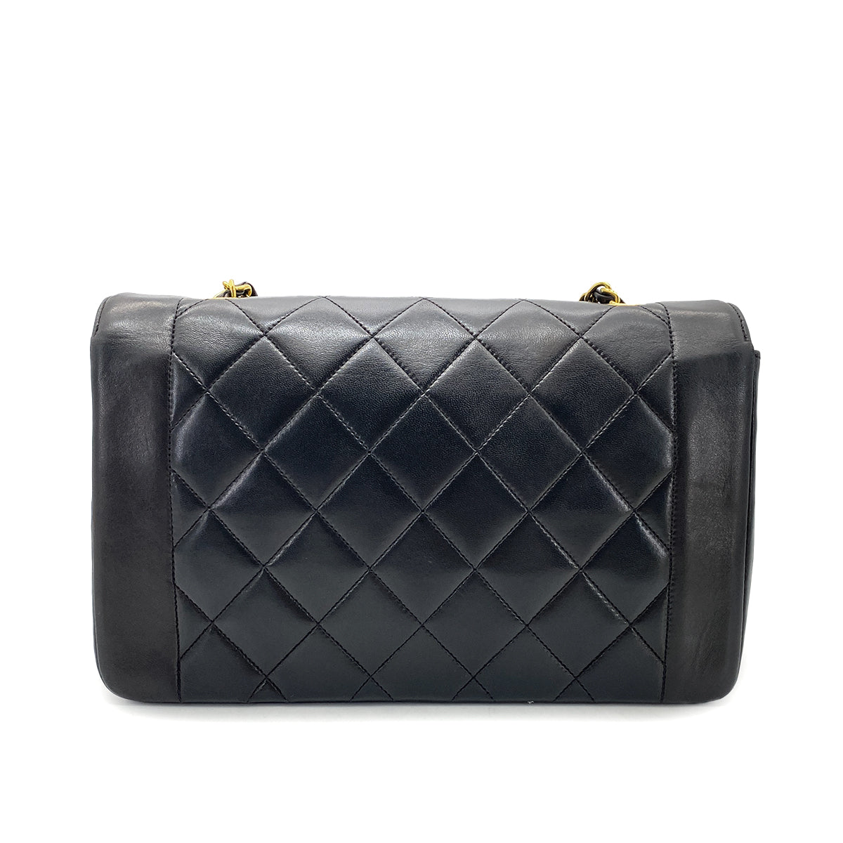 CHANEL VINTAGE DIANA MEDIUM CHAIN SHOULDER BAG BLACK LAMB SKIN 90268069